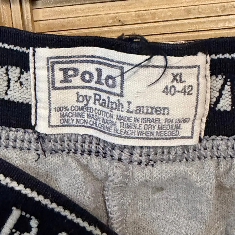 Vintage mens polo Ralph Lauren 100% cotton gray lounge sweatpants XL Israel made